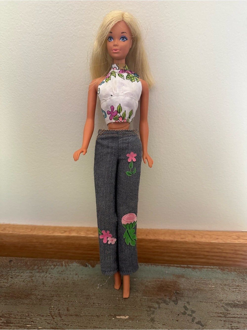 1966 Mattel Barbie Korea Flower Jeans Floral Halter Top vintage doll